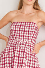 CHERRY CHECK TWEED MINI DRESS Flying Tomato