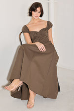 MOCHA MUSE MOMENT WOVEN MIDI DRESS