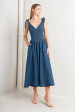 BLUE BALLET DENIM MIDI DRESS Flying Tomato