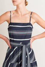 SWEET ESCAPE STRIPE WOVEN MIDI DRESS