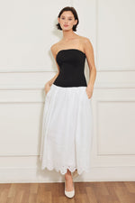 SOFT SPOKEN BEAUTY KNIT WOVEN MIDI DRESS