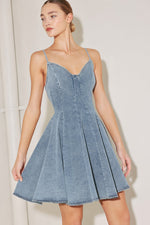 SUMMER HEARTBEAT DENIM MINI DRESS