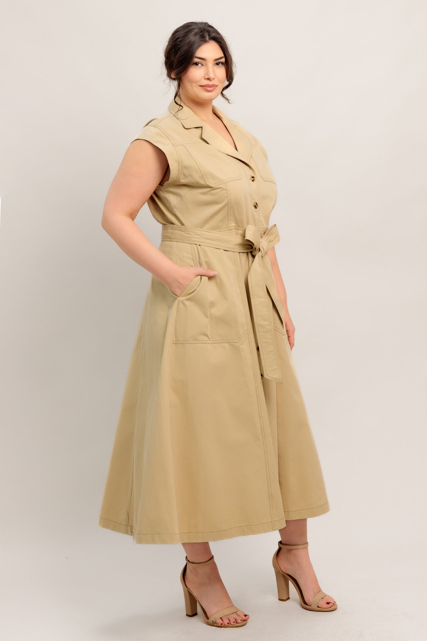 NATURAL INSTINCT WOVEN MIDI DRESS