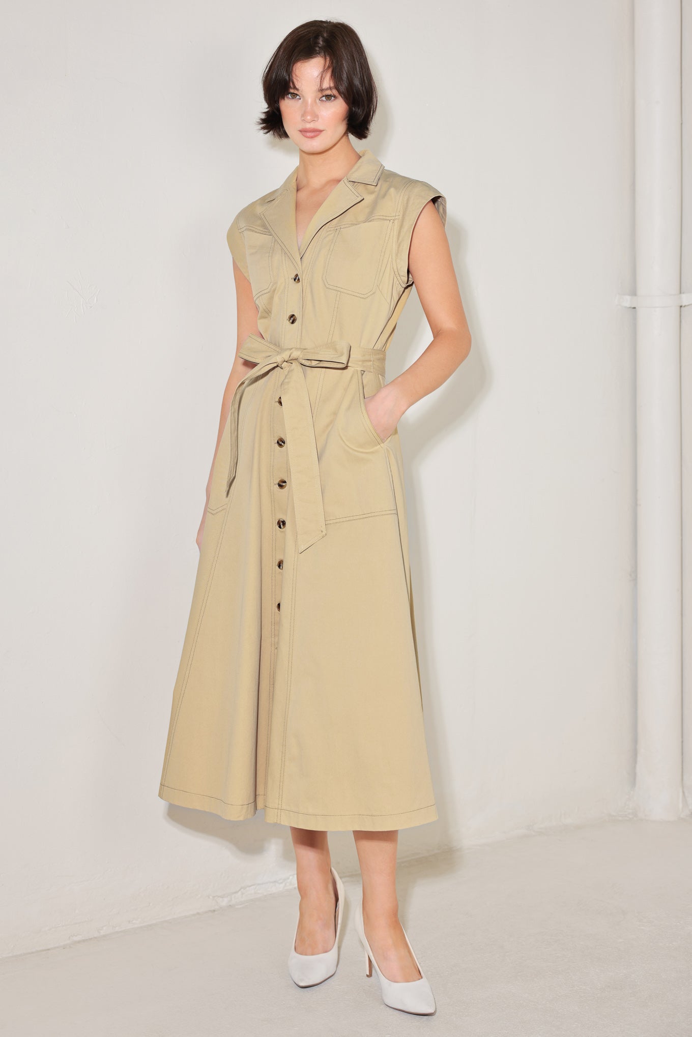 NATURAL INSTINCT WOVEN MIDI DRESS