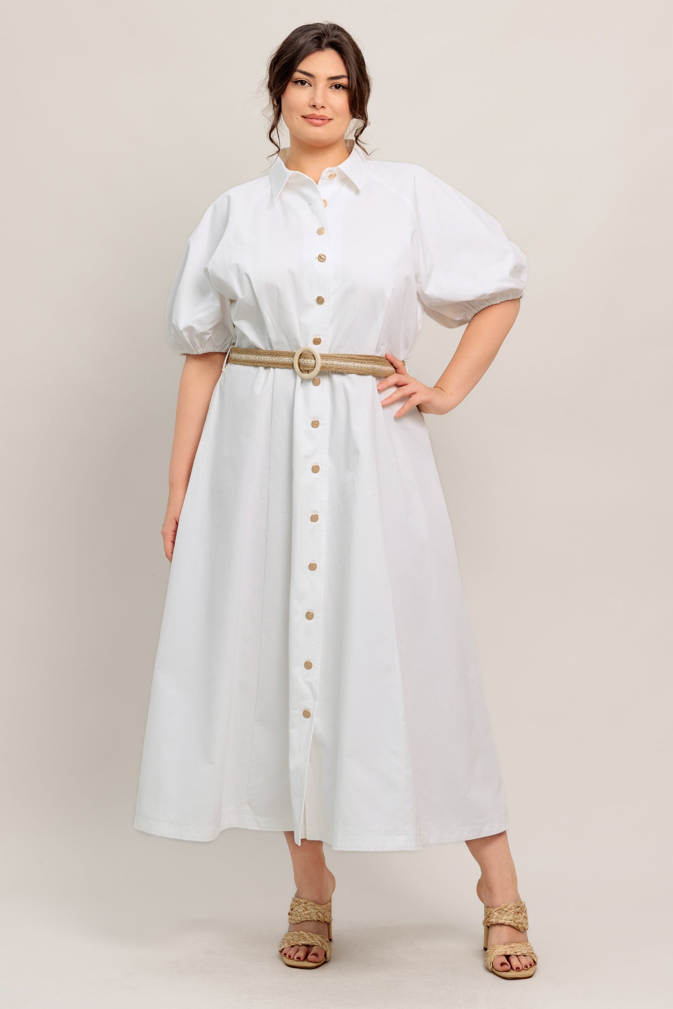 RELAXED TAILOR WOVEN MIDI DRESS Flying Tomato