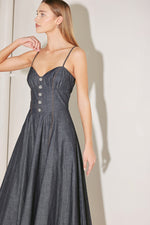 AFTER HOURS SERENADE DENIM MIDI DRESS