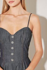 AFTER HOURS SERENADE DENIM MIDI DRESS