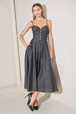 AFTER HOURS SERENADE DENIM MIDI DRESS