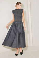 ROMANTIC REVERIE DENIM MIDI DRESS