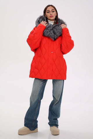 Genuine Silver Fox Down Fill Hooded Parka - By Baano