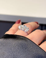 4.0ctw Three Stone Oval Cut Moissanite Engagement Ring Ring Deluxe Fine Jewelry