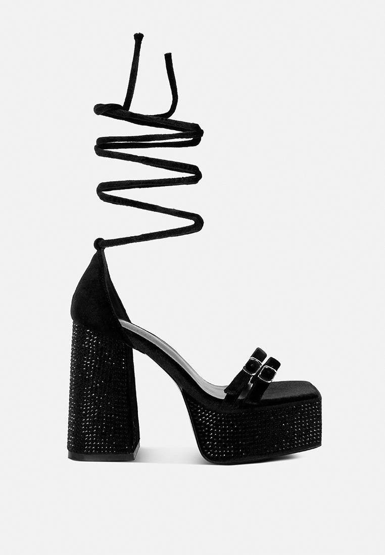 Firecrown Rhinestone Platform High Block Sandals