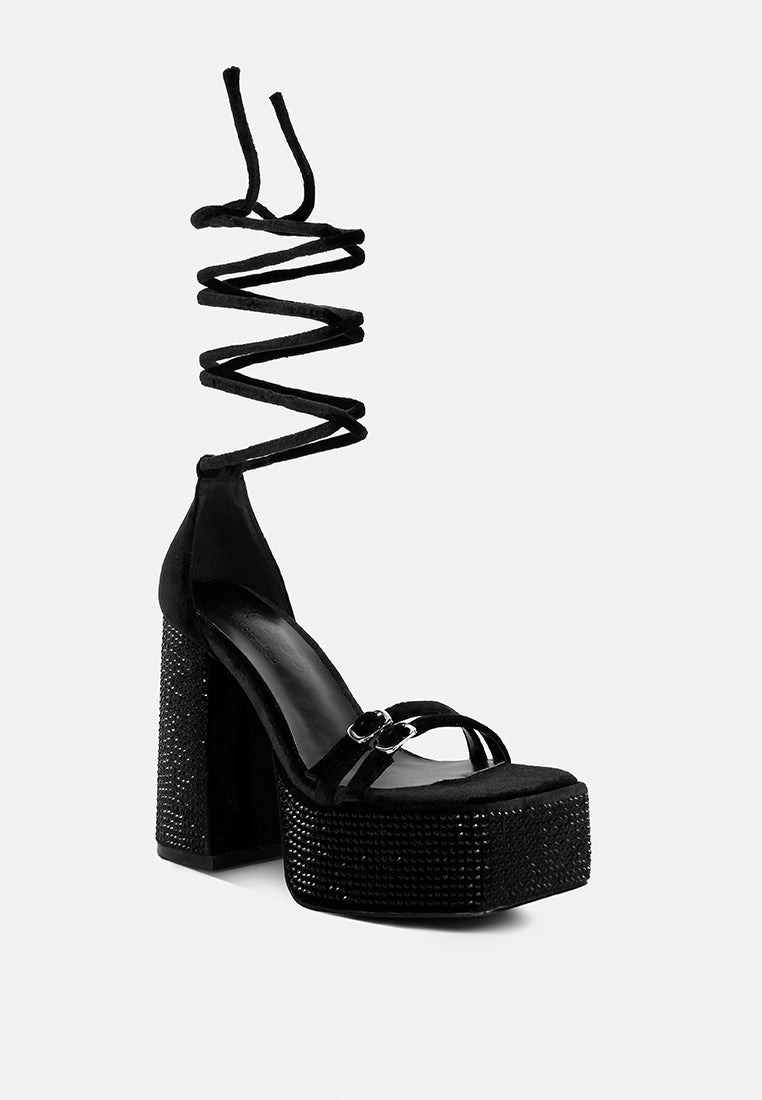 Firecrown Rhinestone Platform High Block Sandals