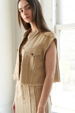 BETWEEN THE PAGES WOVEN TWILL VEST - By Baano