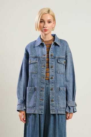 BREATHTAKING CHARM DENIM MIDI JACKET - By Baano