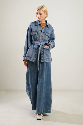 BREATHTAKING CHARM DENIM MIDI JACKET - By Baano