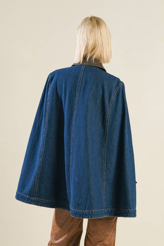 IF THOU MUST LOVE ME DENIM CAPE JACKET - By Baano