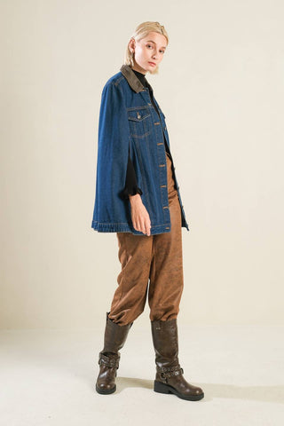 IF THOU MUST LOVE ME DENIM CAPE JACKET - By Baano