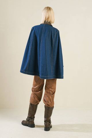 IF THOU MUST LOVE ME DENIM CAPE JACKET - By Baano