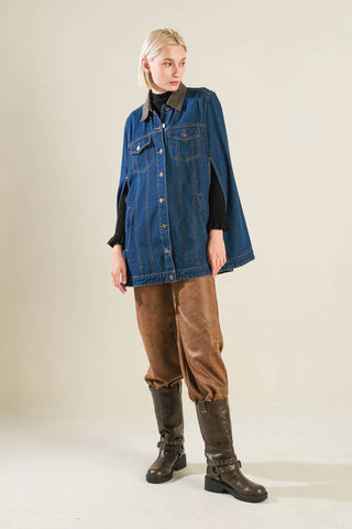 IF THOU MUST LOVE ME DENIM CAPE JACKET - By Baano