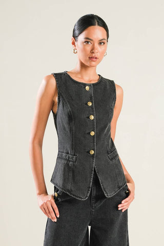 MYSTIC SANDS DENIM VEST - By Baano