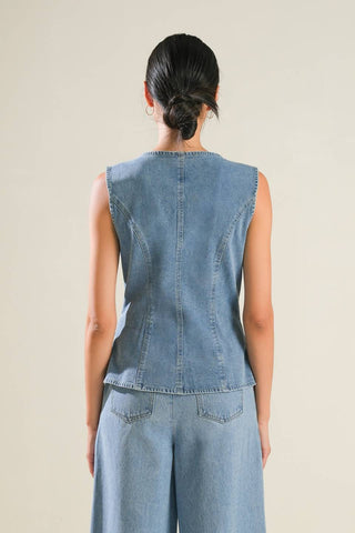 ADVENTURE AWAITS DENIM VEST - By Baano