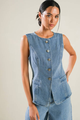 ADVENTURE AWAITS DENIM VEST - By Baano