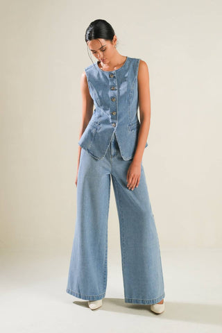 ADVENTURE AWAITS DENIM VEST - By Baano