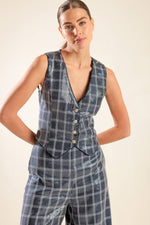 TRAVELING FAR NAVY SEQUIN VEST - By Baano