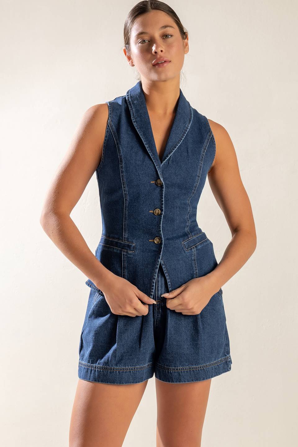 SPRING ROMANCE DENIM VEST - By Baano
