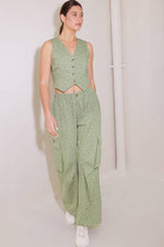 DRIFTING CURRENTS OLIVE WOVEN VEST - By Baano