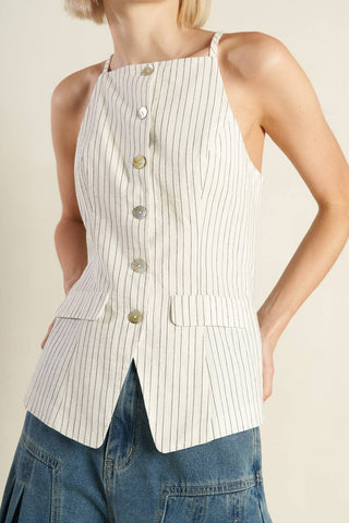 LEAD THE WAY WOVEN SEERSUCKER TOP - By Baano