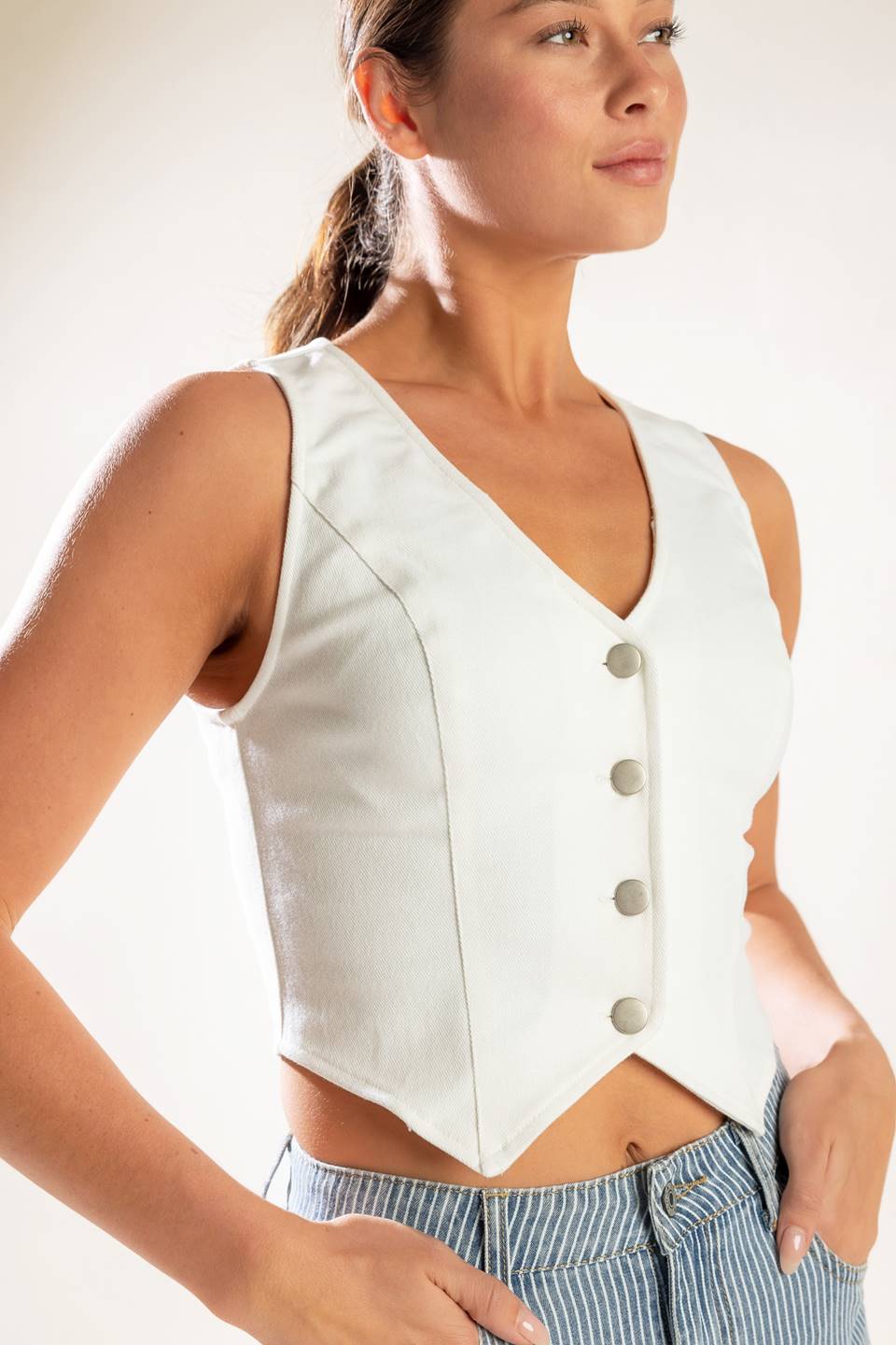 THE LILY'S SECRET DENIM VEST - By Baano