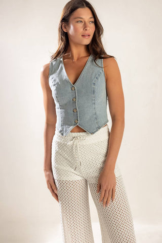 KICK IT WITH ME DENIM VEST - By Baano