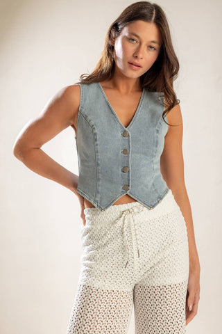 KICK IT WITH ME DENIM VEST - By Baano