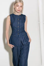 HOLD JOY IN INDIGO WOVEN VEST - By Baano