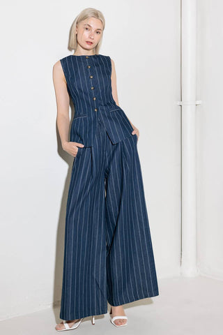 HOLD JOY IN INDIGO WOVEN VEST - By Baano