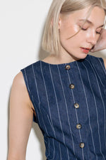 HOLD JOY IN INDIGO WOVEN VEST - By Baano