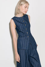 HOLD JOY IN INDIGO WOVEN VEST - By Baano