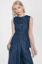 HOLD JOY IN INDIGO WOVEN VEST - By Baano