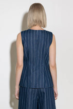 HOLD JOY IN INDIGO WOVEN VEST - By Baano