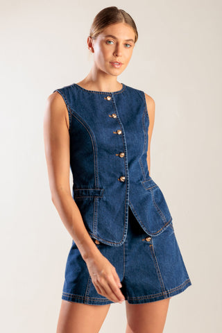 DRIVE-IN MOVIE DENIM VEST - By Baano