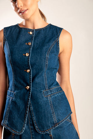 DRIVE-IN MOVIE DENIM VEST - By Baano