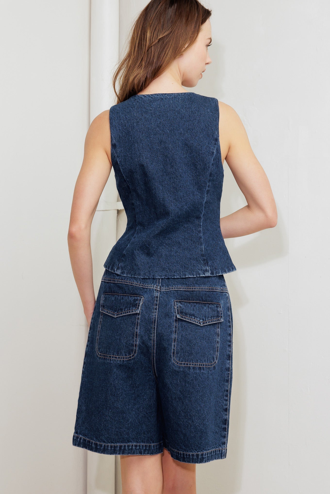 COFFEE PETAL DENIM VEST - By Baano
