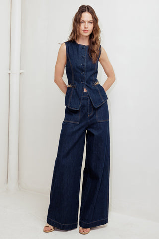 INDIGO ICON DENIM VEST - By Baano