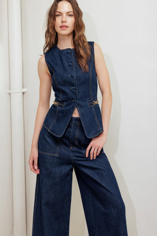 INDIGO ICON DENIM VEST - By Baano