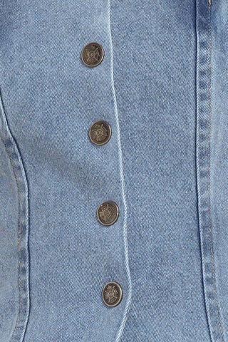 STITCHED SILHOUETTE DENIM TOP - By Baano