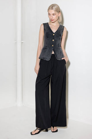 HEAVENLY BLISS BLACK DENIM VEST - By Baano