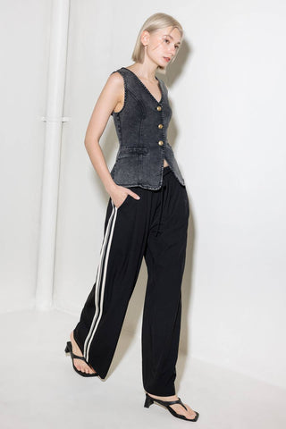 HEAVENLY BLISS BLACK DENIM VEST - By Baano