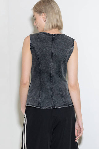 HEAVENLY BLISS BLACK DENIM VEST - By Baano